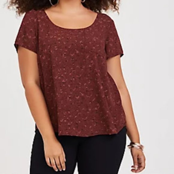 Torrid Abbey Geo Georgette Button Back Plus Size Top Flowy Wrinkle Free Western - Picture 9 of 12